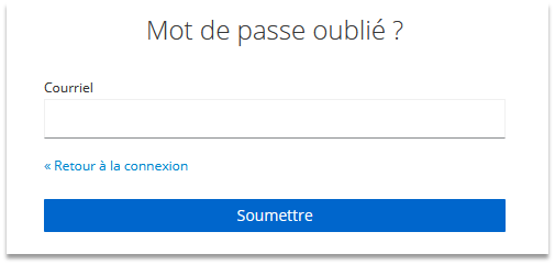 saisie du courriel du compte dont le courriel est à réinitialiser