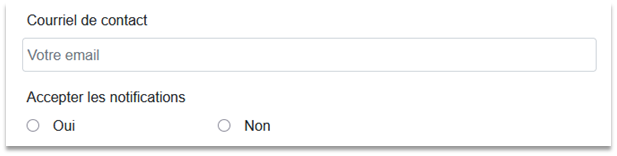 saisissez un courriel de notification préféré et indiquez si vous acceptez de recevoir les notifications de Duplos
